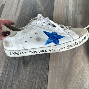 Golden Goose White and Yellow Star Sneakers